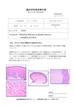 臨床材料検査報告書 病理組織診断 Irritation fibroma of palatal mucosa,