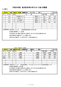 平成25年度 金沢区冬季少年サッカー大会 対戦表