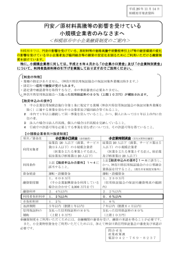 円安／原材料高騰等の影響を受けている 小規模企業者の