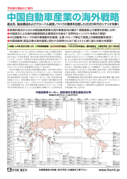 中国自動車産業の海外戦略 - 株式会社フォーイン 世界自動車産業専門