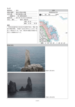 折石 位置 痕跡の種類 ： 過去の津波の痕跡 宮城県気仙沼市 自然公園