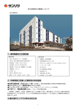 京浜事業所の概要について 1. 建物概要及び主要設備 2. 作業