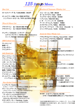 125 Drinks Menu