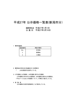 平成27年地価公示価格一覧（新潟市分）（PDF：77KB）