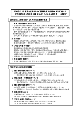 東京都認知症対策推進会議 認知症ケアパス部会報告書