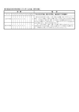 第13回全日本中学生男女ソフトボール大会（男子の部） 戦 評
