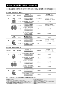 耐火塗料 「東邦レオ ナリファイア・システムS」 価格表 （2013年度版