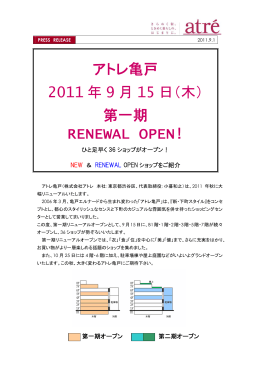 アトレ亀戸 2011 年 9 月 15 日（木） 第一期 RENEWAL OPEN!