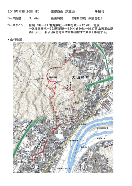 2015年03月26日（木） 京都西山 天王山 単独行 コース距離 ： 7．4km