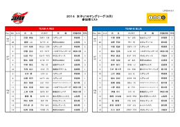 2014 女子U16ヤングリーグ（8月） 参加者リスト