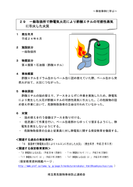 29 一般取扱所で静電気火花により酢酸エチルの可燃性蒸気 に引火した