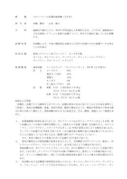 課 題 ブルーベリーの品種比較試験（3年目） 担 当 者 内藤 継吾 山田