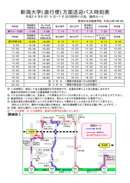 新潟大学(直行便)方面送迎バス時刻表