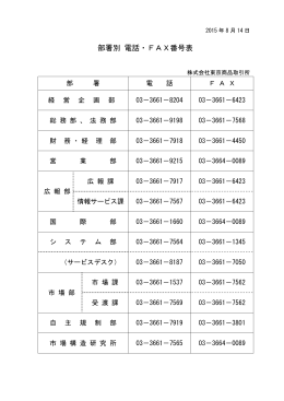 部署別 電話・FAX番号表 (2015.8.14)