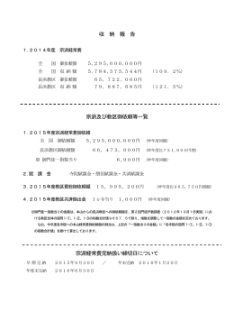 収 納 報 告 宗派及び教区御依頼等一覧 宗派経常費完納扱い締切日