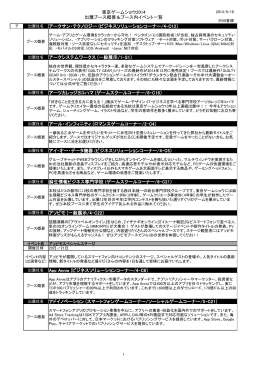 東京ゲームショウ2014 出展ブース概要＆ブース内イベント一覧