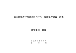 第二期地方分権改革に向けて 愛知県の提言 別表 個別事項一覧表