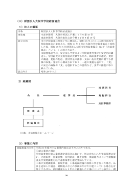 （3）財団法人大阪市学校給食協会 1）法人の概要 2）組織図 3）事業の内容