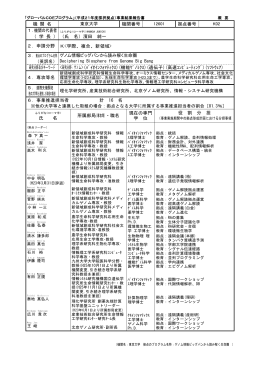 機 関 名 東京大学 機関番号 12601 拠点番号 K02 1.機関の代表者 （ 学