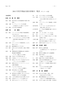 2013 年度卒業論文提出者題目一覧表 P125 [ 610.45KB ]