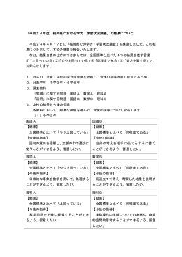 「平成24年度 福岡県における学力・学習状況調査」の結果について 平成