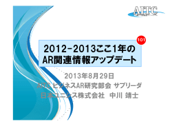 2012-2013ここ1年の AR関連情報アップデート AR関連情報アップデート