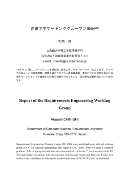 Report of the Requirements Engineering Working Group