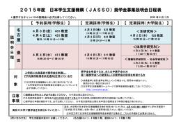 2015年度 日本学生支援機構（JASSO）奨学金募集説明会