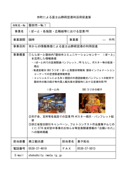 市町による富士山静岡空港利活用促進策 磐田市－№1 事業名 i ぽーと