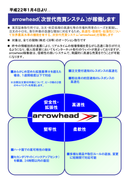 arrowhead（次世代売買システム）が稼働します