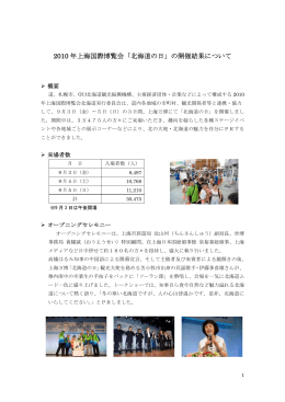 2010 年上海国際博覧会「北海道の日」の開催結果について