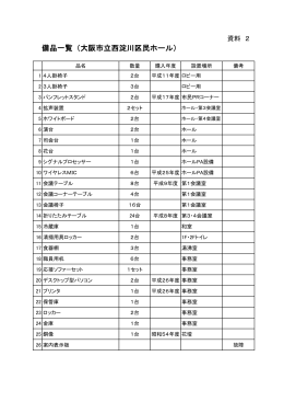 備品一覧（大阪市立西淀川区民ホール）