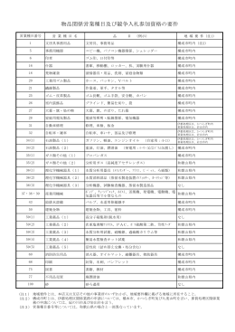 物品関係営業種目及び競争入札参加資格の要件