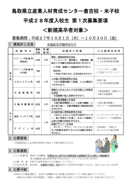鳥取県立産業人材育成センター倉吉校・米子校 平成28年度入校生 第1