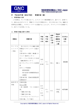 平成26年度（2014年）事業計画 - 特定非営利活動法人 GNC Japan