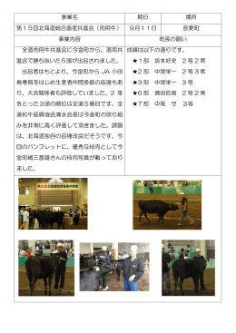 事業名 期日 場所 第15回北海道総合畜産共進会（肉用牛） 9月