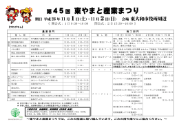 第10回 東大和市農業まつり 期日 11月4日(土)・5日(日)