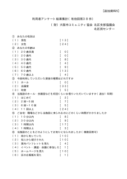 【追加資料5】 利用者アンケート結果集計（有効回答38件） （財）大阪市