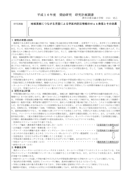 平成16年度 奨励研究 研究計画調書