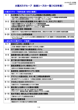 大阪ガスグループ 技術シーズの一覧（H28年度）