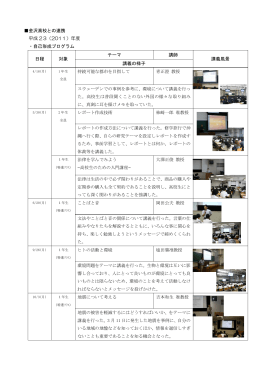 金沢高校との連携 平成 23（2011）年度 ・自己形成プログラム 日程 対象