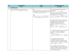 No. Questionnaires 質問 Answer 回答 Required document 必要な