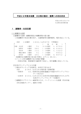 平成28年熊本地震 大分県の復旧・復興への対応状況（4月27日）