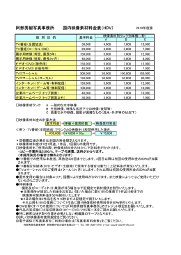 阿部秀樹写真事務所 国内映像素材料金表（HDV）