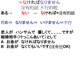 ある&rarr; ない &rarr; なければ=沒有的話 だめ＝ なりません＝ いけません