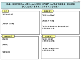 「東日本大震災からの復興を担う専門人材育成支援事業」取組の概要