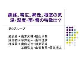 帯広，網走，根室の気温，湿度