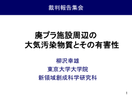 柳沢幸雄・東京大学教授の報告資料 - 廃プラ処理による公害から健康と