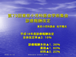 第73回東京小児科医会学術集会 診療報酬改定 東京小児科医会 松平