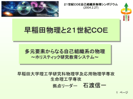 多元要素からなる自己組織系の物理 ～ホリスティック研究教育システム